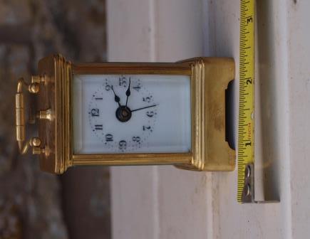 Front view of 30-hr timepiece carriage clock with alarm