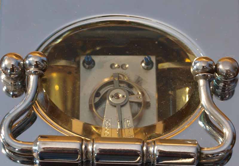 top right back view of Obis (cylinder) carriage clock